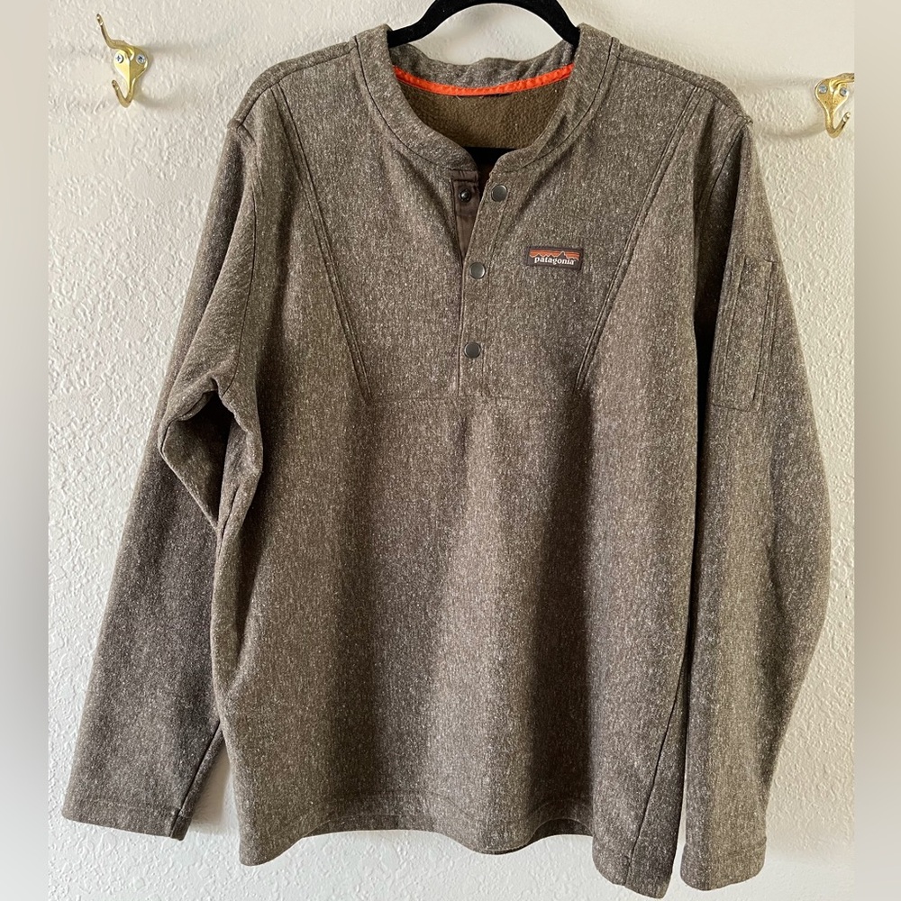 Patagonia Brown Hemp Henley Pullover Sweatshirt Men’s S Workwear Hiking Outdoor